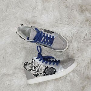 Circus Sam Edelman Women's High Top Sneakers Silver Snake Skin Size 7.5